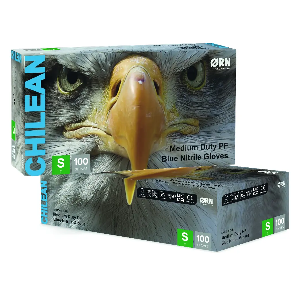 Chilean Medium Duty Blue Nitrile Box 100, 5.0g - 1 Case (10 Boxes of 100)